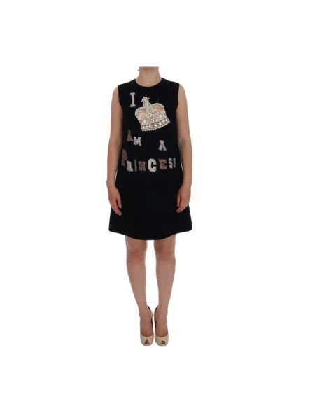 Sukienka Dolce And Gabbana wełniana czarna