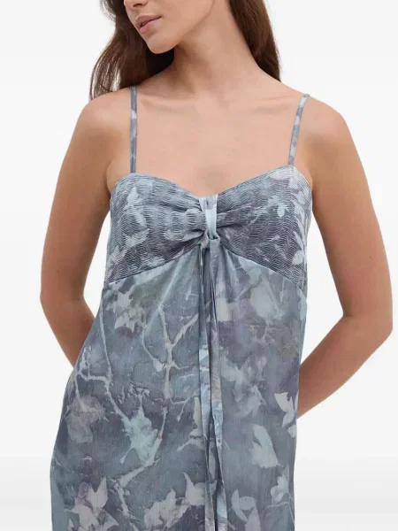 Rochie maxi Sandro Ferrone cu model floral cu imagine de costum albastru