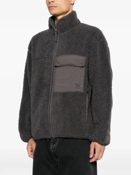 Geacă Maison Kitsune din fleece gri
