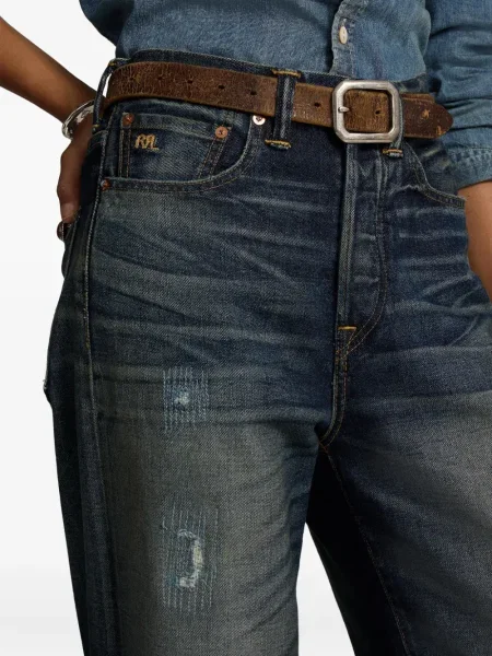 Blugi Ralph Lauren Rrl zdrențuiți albastru