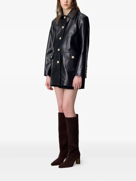 Długa kurtka skórzana Claudie Pierlot czarna
