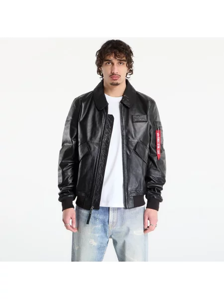 Jachetă Alpha Industries Leather Black XL negru