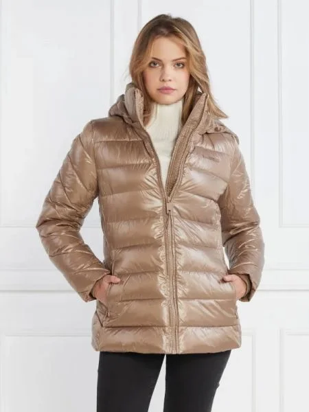 Calvin Klein Kabát ESS BELTED PADDED LW barna