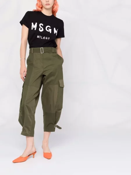 Raštuotas trumpas marškinėliai Msgm juoda