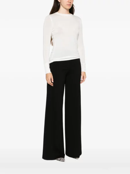 Lung top Vela Shop cu decolteu rotund alb