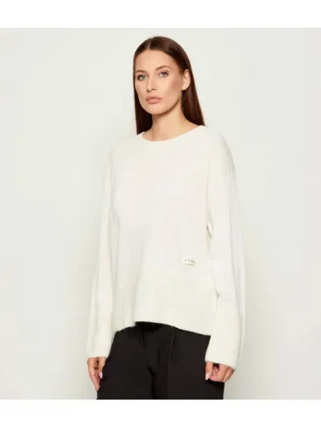 Armani Exchange pulover de lână light bej