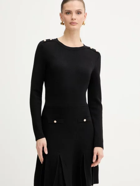 Morgan rochie din amestec de lână mini evazați RMCOLO negru