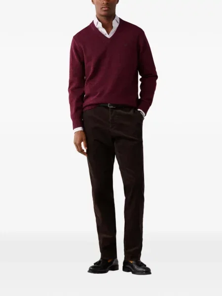 Pulover Hackett London cu decolteu în V roșu