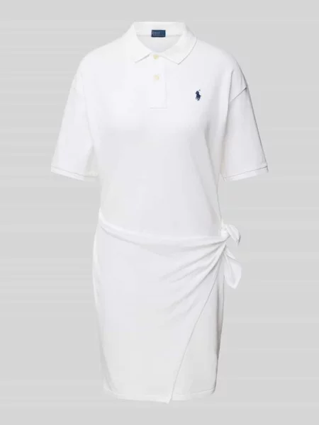 Sukienka polo z wiązanym detalem Polo Ralph Lauren biała