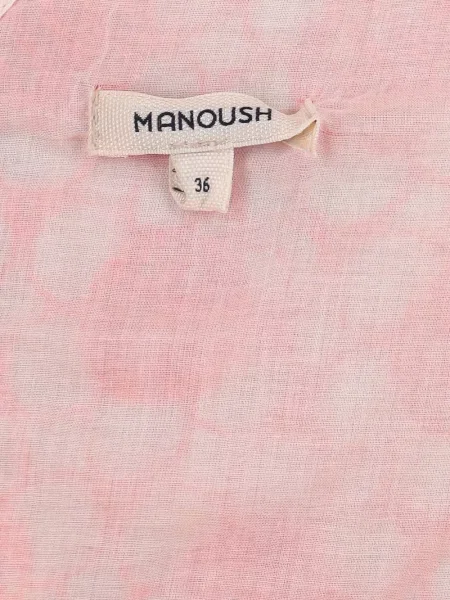 Rochie Manoush cu model floral cu aplicații plisată roz