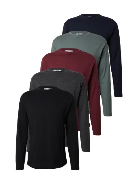 ABOUT YOU Tricou Dean bleumarin / gri amestecat / verde stuf / roşu închis negru