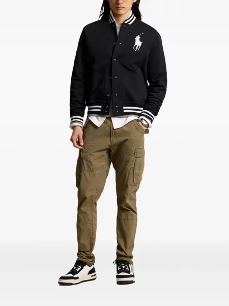 Prošívaná lněná květinová džínová bunda Polo Ralph Lauren modrá