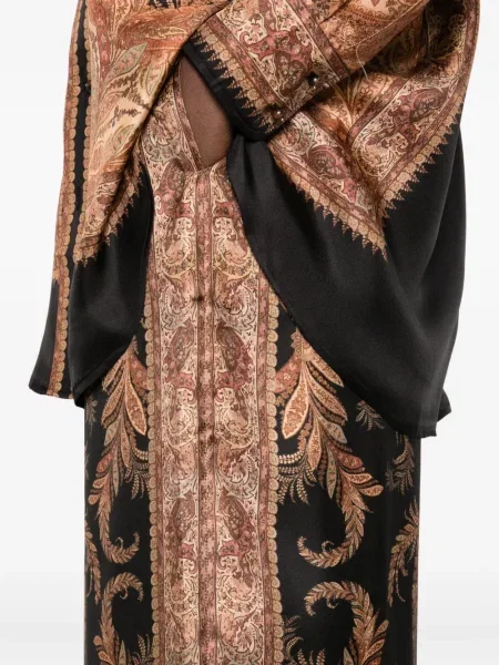 Pantaloni Zimmermann cu imagine cu model paisley negru