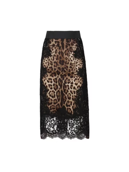 Satynowa spódnica midi Dolce And Gabbana w panterkę do kolan