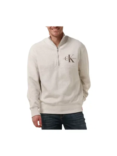 Sweter Calvin Klein z zamkiem błyskawicznym do połowy szary