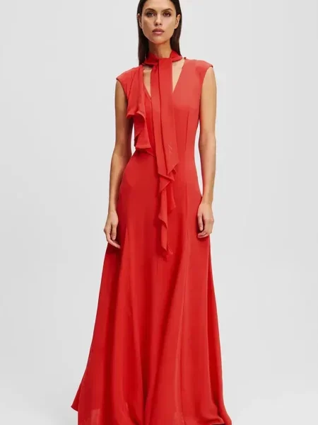 Karl Lagerfeld rochie rosu maxi evazati