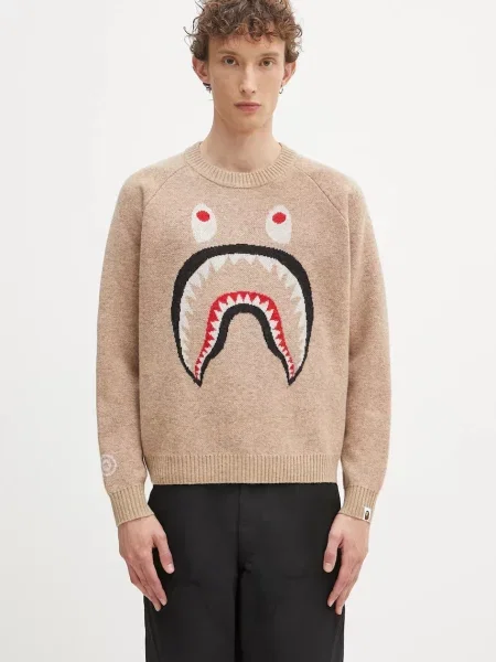 A Bathing Ape Μάλλινο πουλόβερ Shark μπεζ