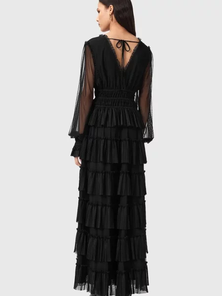 Макси платье Allsaints клеш черное