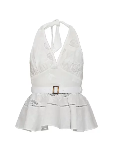 Cu centură top Self-portrait cu model floral alb