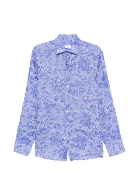 Риза с флорален принт Etro на цветя с принт синьо
