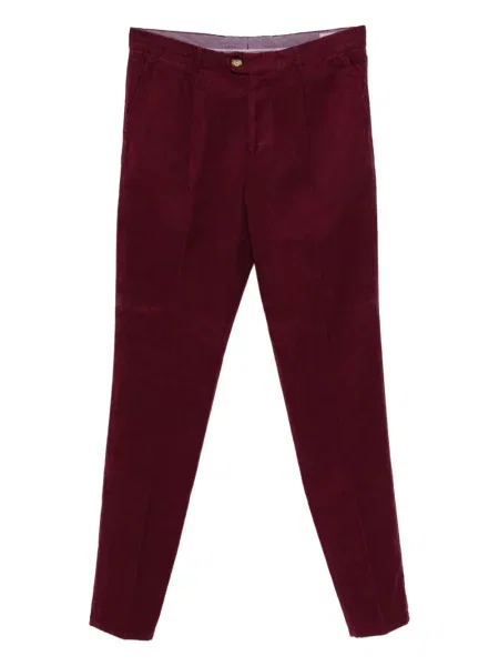 Manšestrové plisované kalhoty Brunello Cucinelli červené