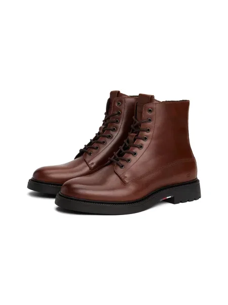 Pantofi Tommy Hilfiger cu șireturi din piele maro
