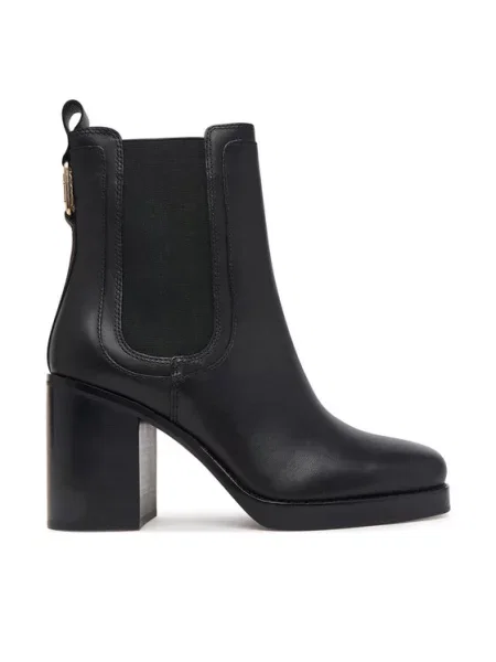 Tommy Hilfiger Botki Ltr Square Toe Heel Chelsea Boot czarny