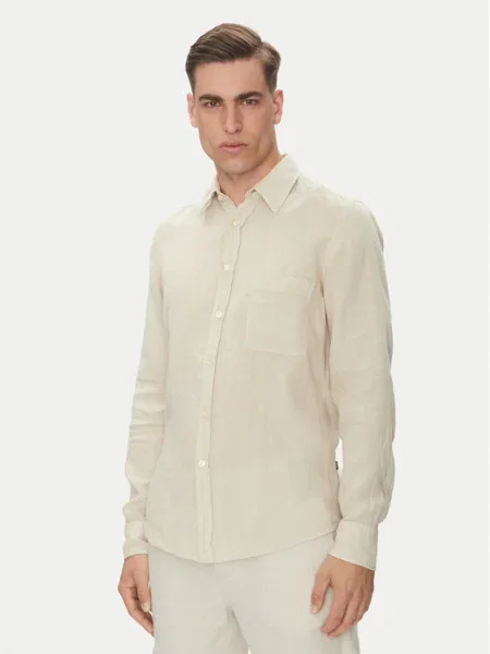 BOSS Cămașă Bej albastru