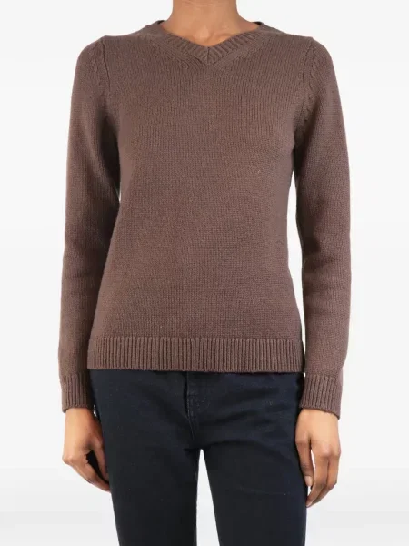 Sweter Emilia Wickstead z dekoltem w serek brązowy