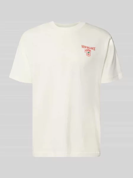 T-shirt o kroju regular fit z czystej bawełny z detal z logo New Balance biała