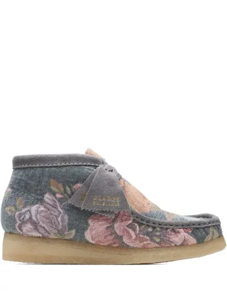 Botine Clarks Originals cu model floral albastru
