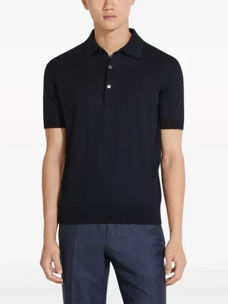 Briaunotas polo marškinėliai Zegna mėlyna