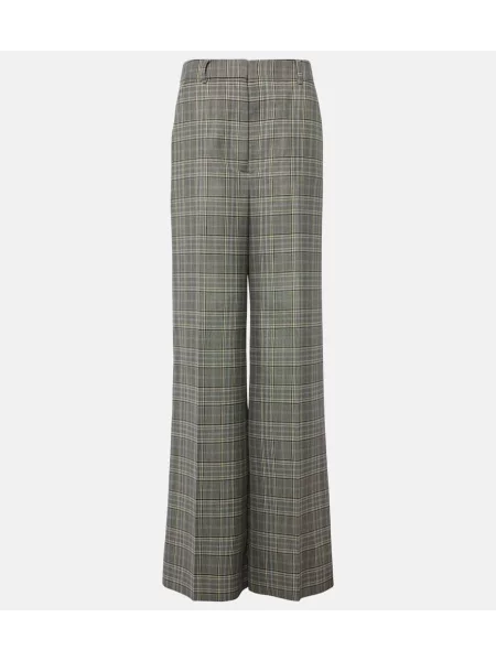 Pantaloni Stella Mccartney de lână în carouri albastru