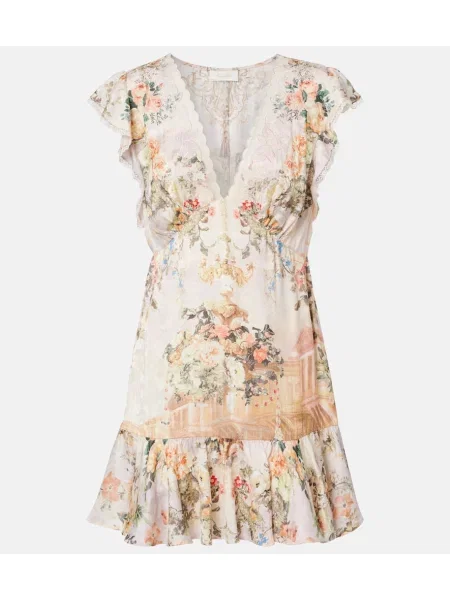 Rochie Camilla cu model floral din dantelă alb