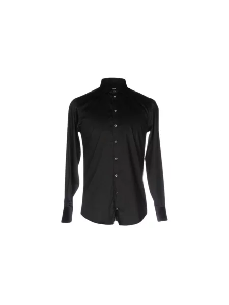 Koszula Emporio Armani z kołnierzykiem włoskim ze stretchu czarna