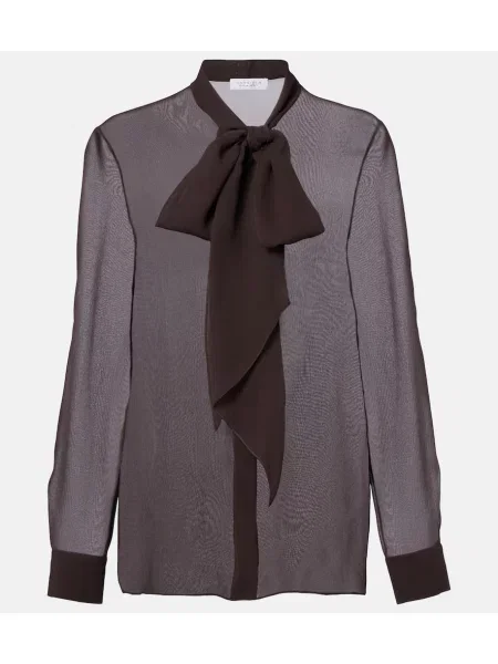 Bluză Gabriela Hearst de mătase maro