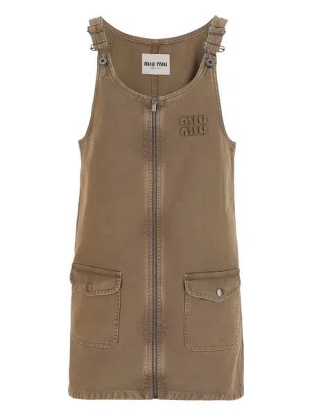 Sukienka jeansowa Miu Miu garniturowa brązowa