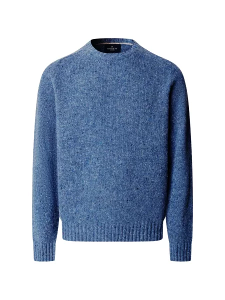 Pulover Hackett London de lână cu decolteu rotund albastru