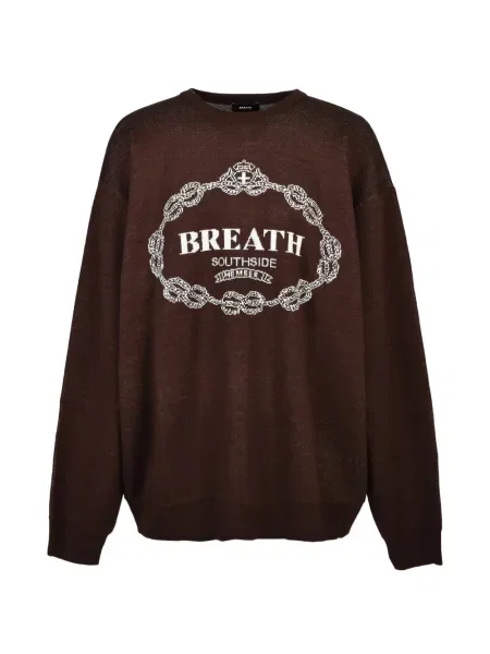 Pulover Breath cu imagine cu decolteu rotund maro