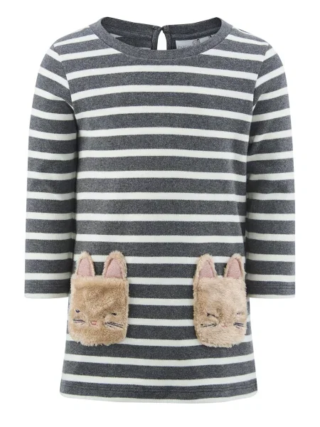 Happy girls Rochie maro cappuccino / gri metalic alb