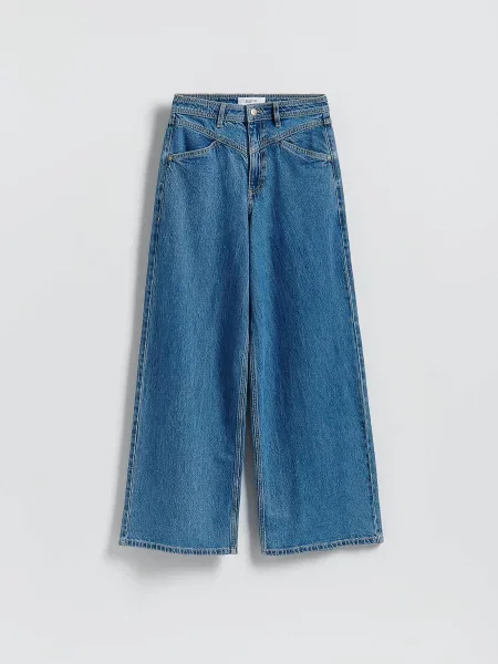 Reserved Джинси wide leg з прошиванням синій