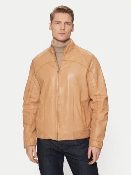 Usnjena jakna Milestone rjava