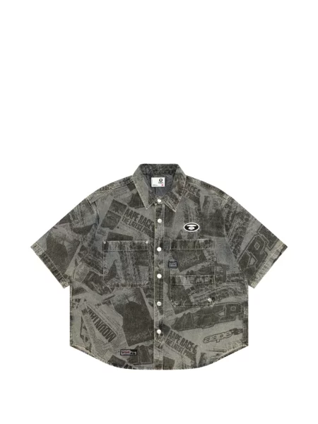 Cămașă Aape By A Bathing Ape cu imagine albastru