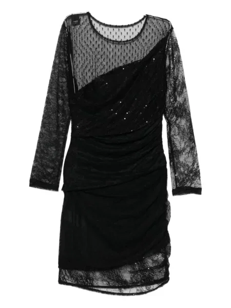 Sukienka mini Pinko z cekinami z siateczką garniturowa czarna