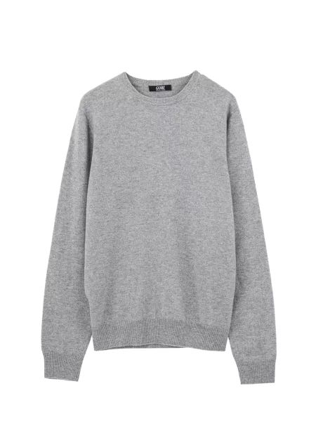GOBI Cashmere Pulover Men's Essential Crewneck Cashmere Sweater amestecat gri