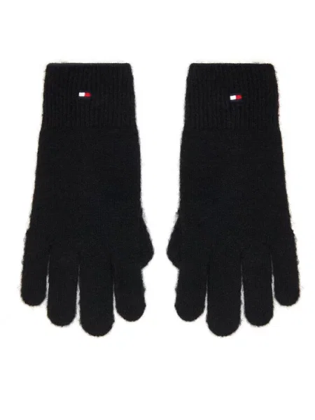 Γάντια Tommy Hilfiger Flag Fluffy Knit Gloves Black Universal μαύρο