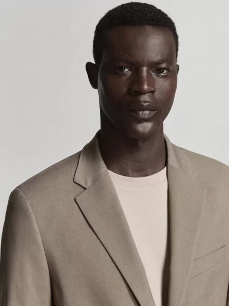 Marynarka garniturowa Milan slim fit średni Mężczyzna 52 MANGO MAN brązowy