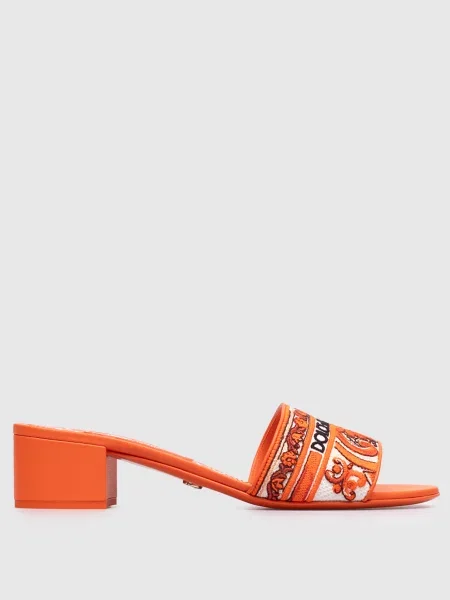 Мюлі з вишивкою Майоліка Dolce&gabbana помаранчеві