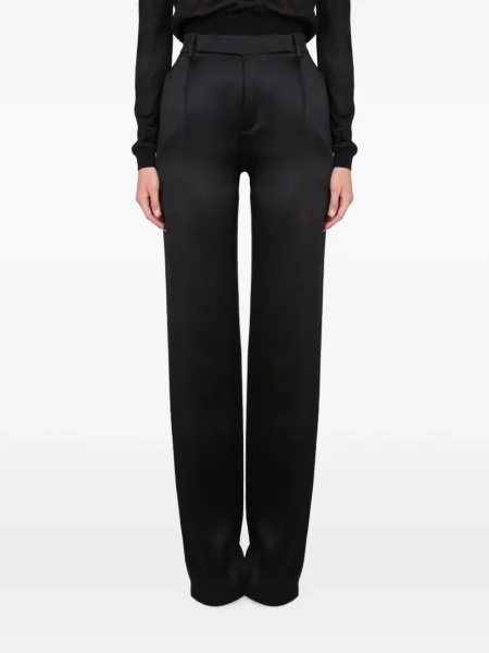 Pantaloni evazați Saint Laurent din satin evazat negru