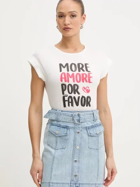 Morgan kratka majica z bombažem bela